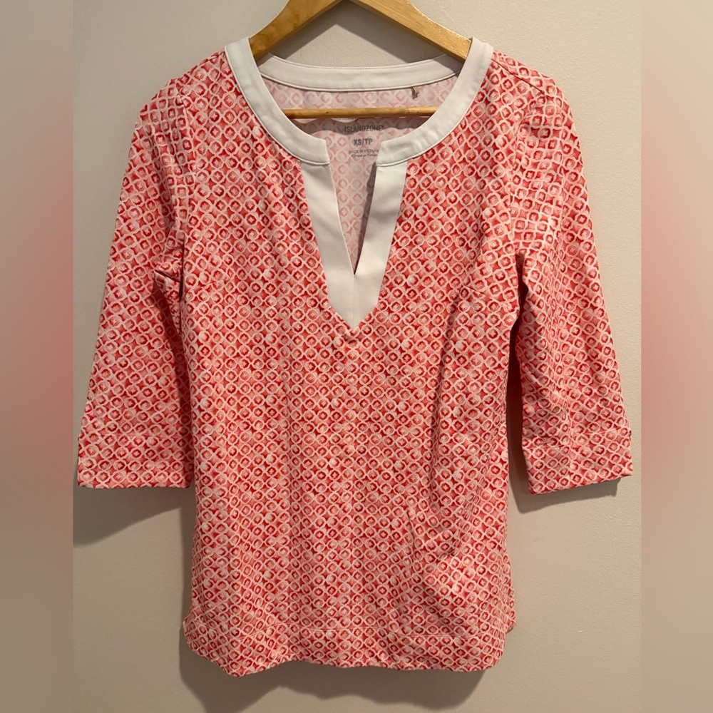 Tommy Bahama Aubrey Tile Isle Island Zone Tunic Top XS Resort Wear Summer Beach